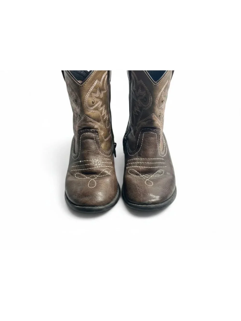 Cherokee Small Toddler Cowboy Boots Size 10 Brown Western Boots Side Zipper